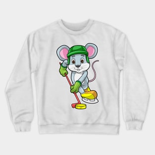 Mouse at Ice hockey with Ice hockey stick Crewneck Sweatshirt